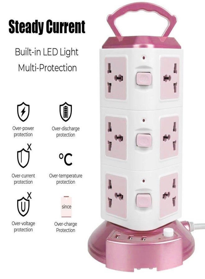 Prostuff.in لوحة تمديد مكعبة متعددة الوظائف من Prostuff.in® مع مفاتيح - 3 منافذ USB + 12 مقبس طاقة، محول طاقة، خرج طاقة 2500 واط، منفذ شحن USB 2.1 أمبير، طول السلك 3 أمتار، (متعدد الألوان) - قطعة واحدة. - Image 4